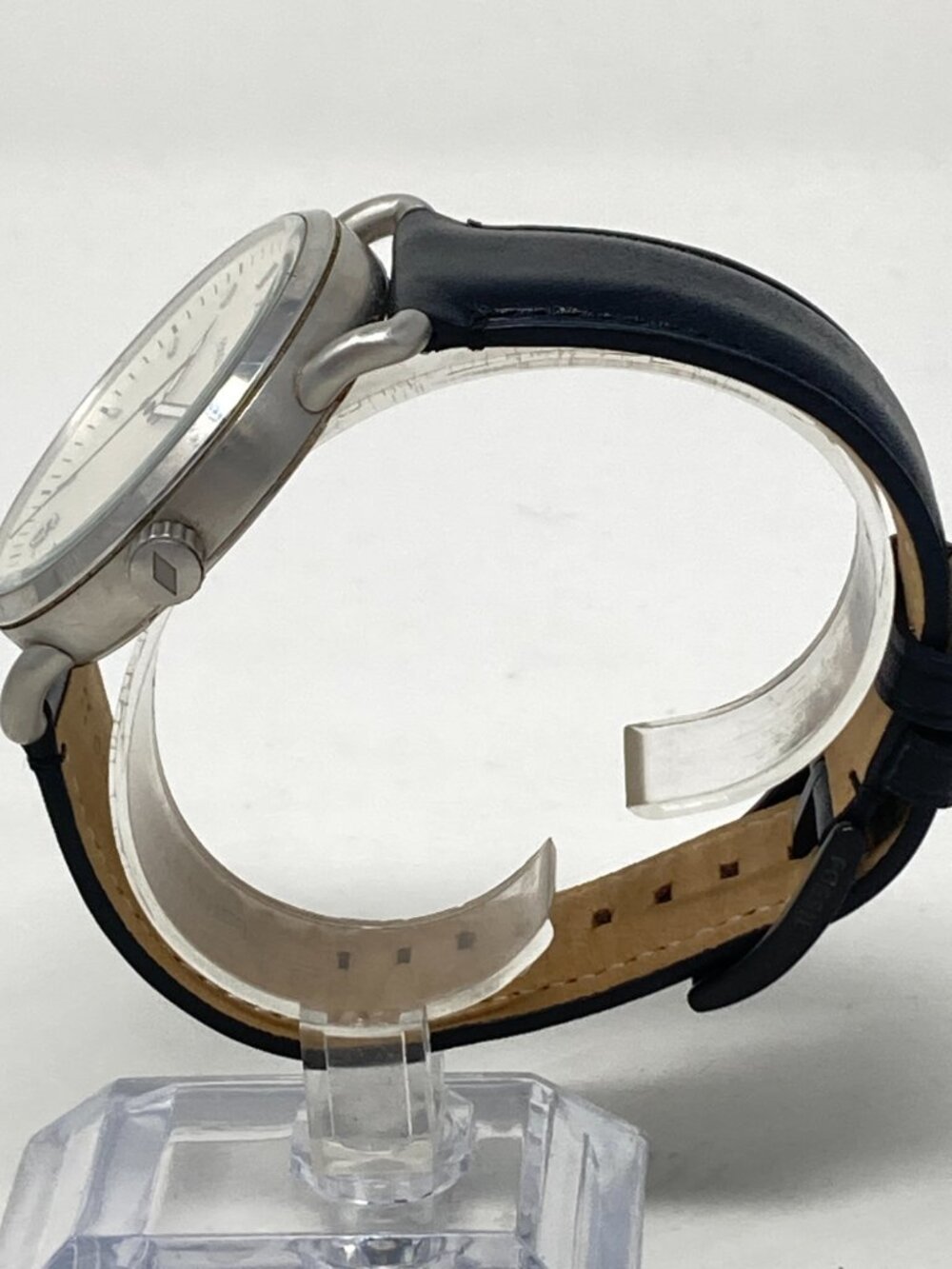 Fossil Commuter Mens Watch 52mm Silver Tone Date Black Leather New Battery - Picture 5 of 15